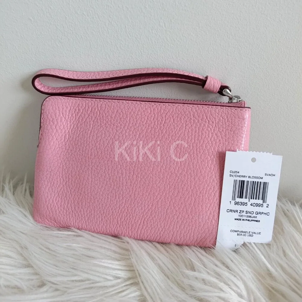 Coach Corner Zip Wristlet With Sundae Graphic CU254 pink ice cream